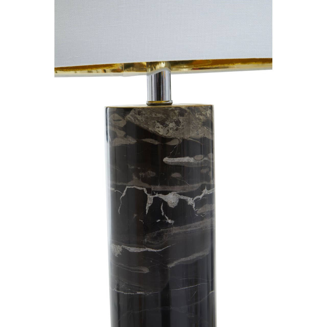 Onyx Black Marble Table Lamp Chrome Base