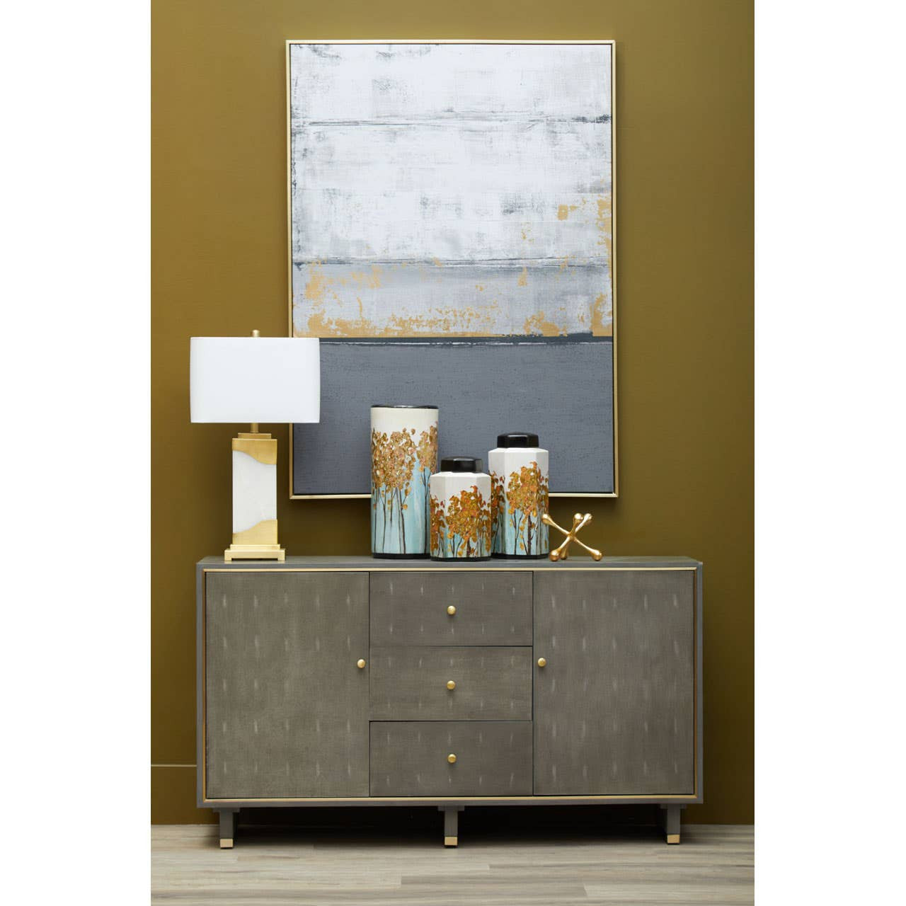 Maren Table Lamp in White Marble and Gold