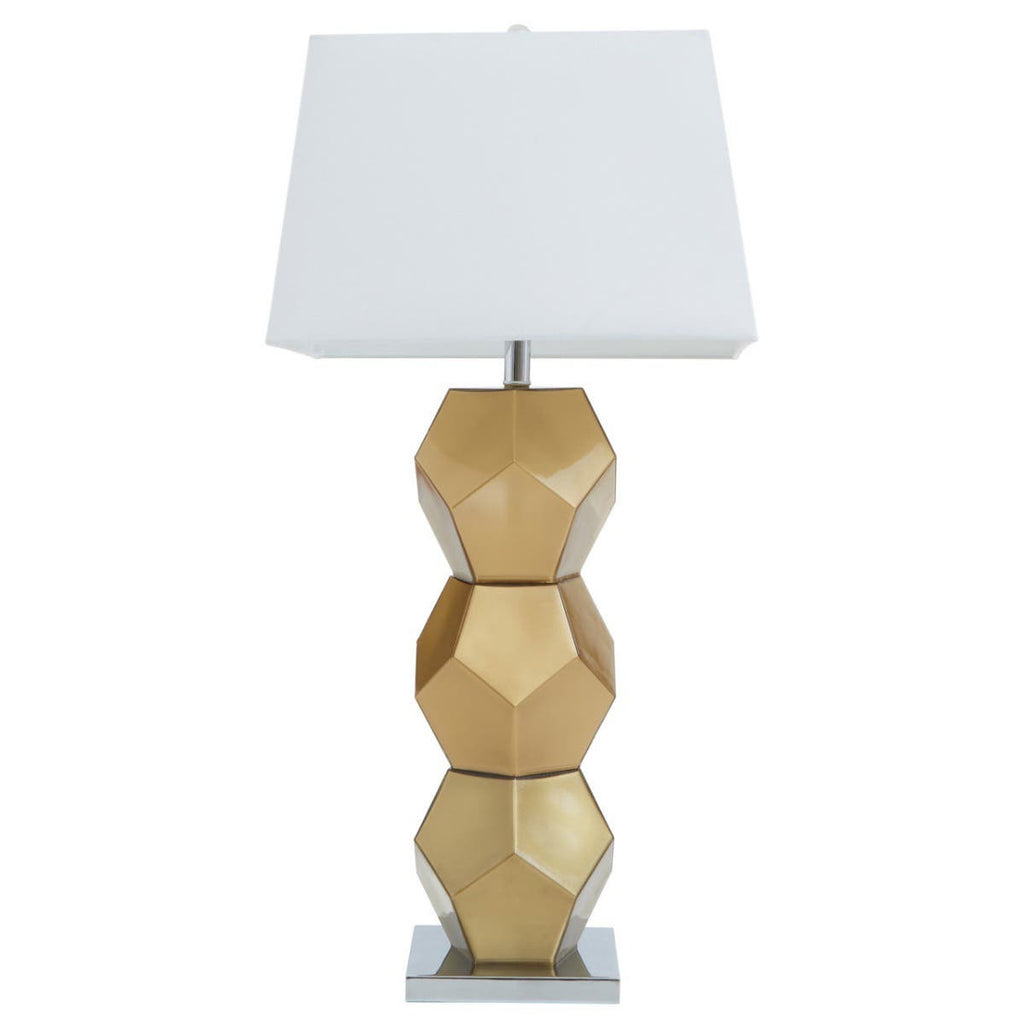 Briony Gold Glass Table Lamp with Chrome Base