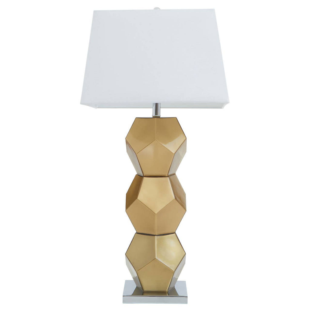 Briony Gold Glass Table Lamp with Chrome Base