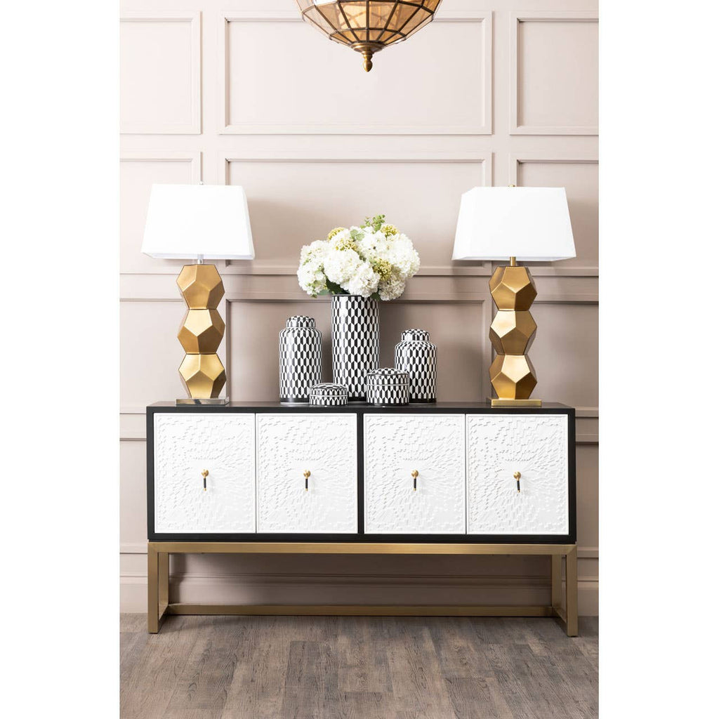 Briony Gold Glass Table Lamp with Chrome Base
