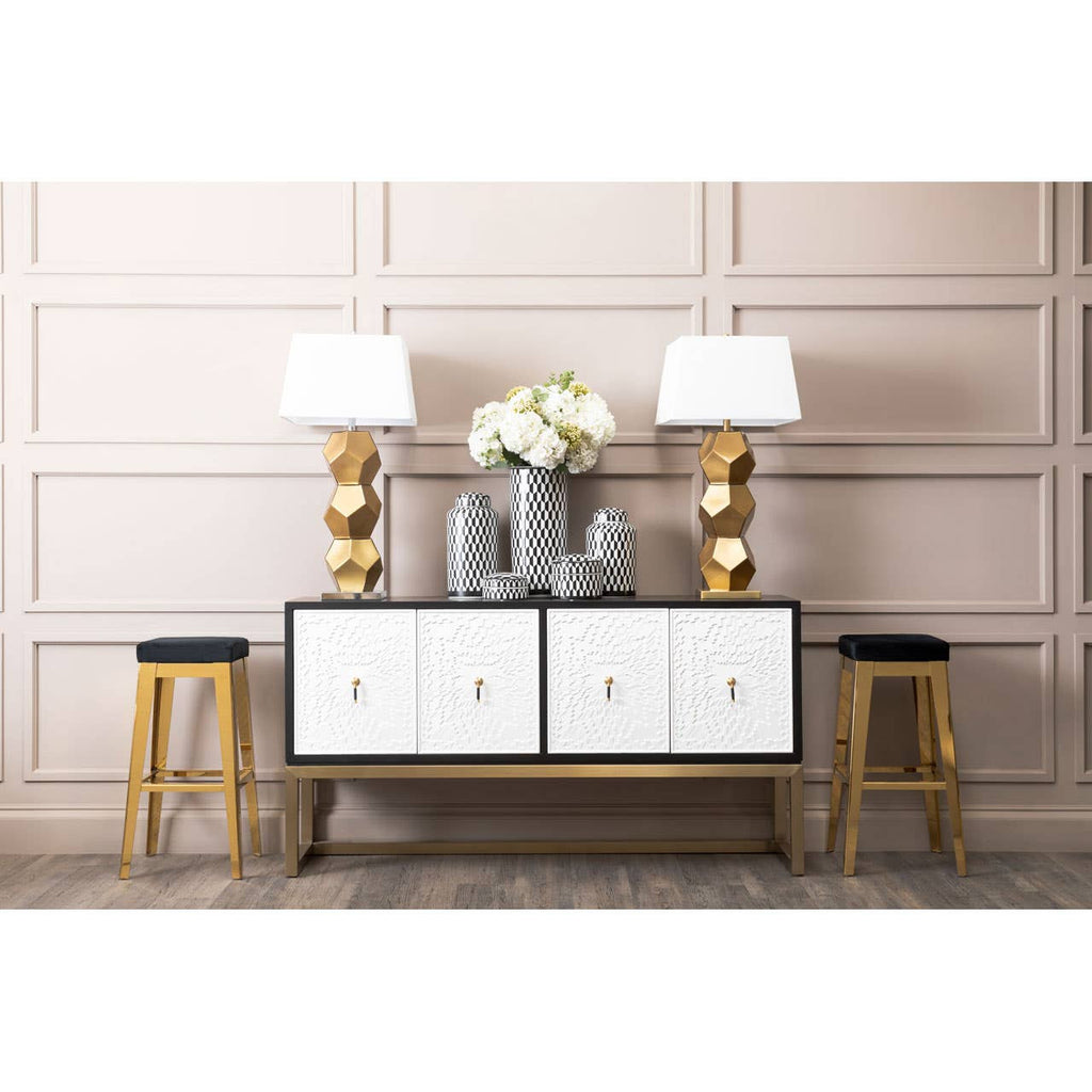 Briony Gold Glass Table Lamp with Chrome Base