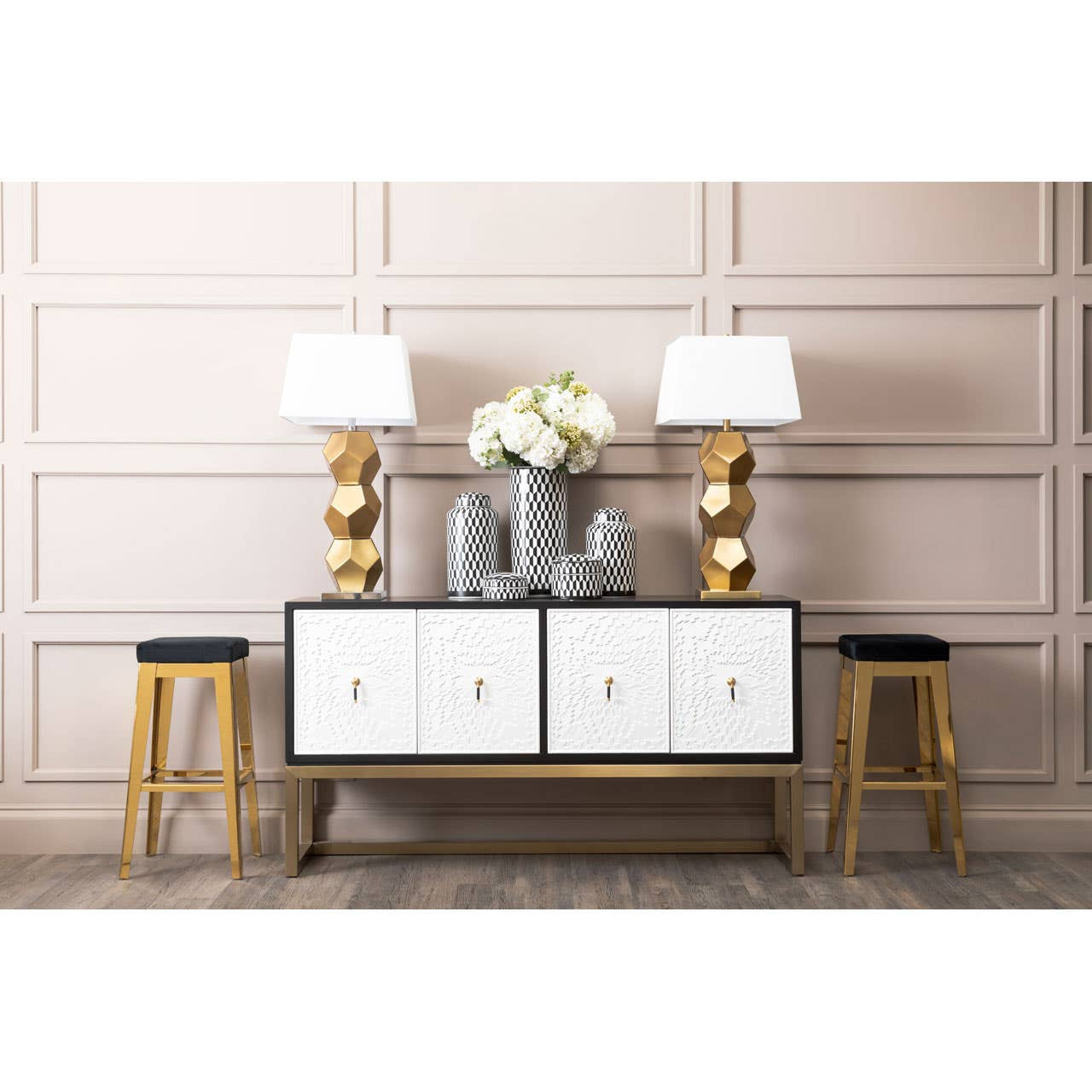 Briony Gold Glass Table Lamp with Chrome Base