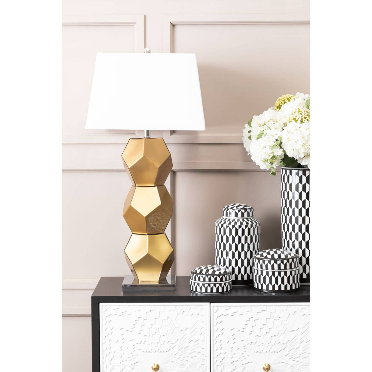 Briony Gold Glass Table Lamp with Chrome Base