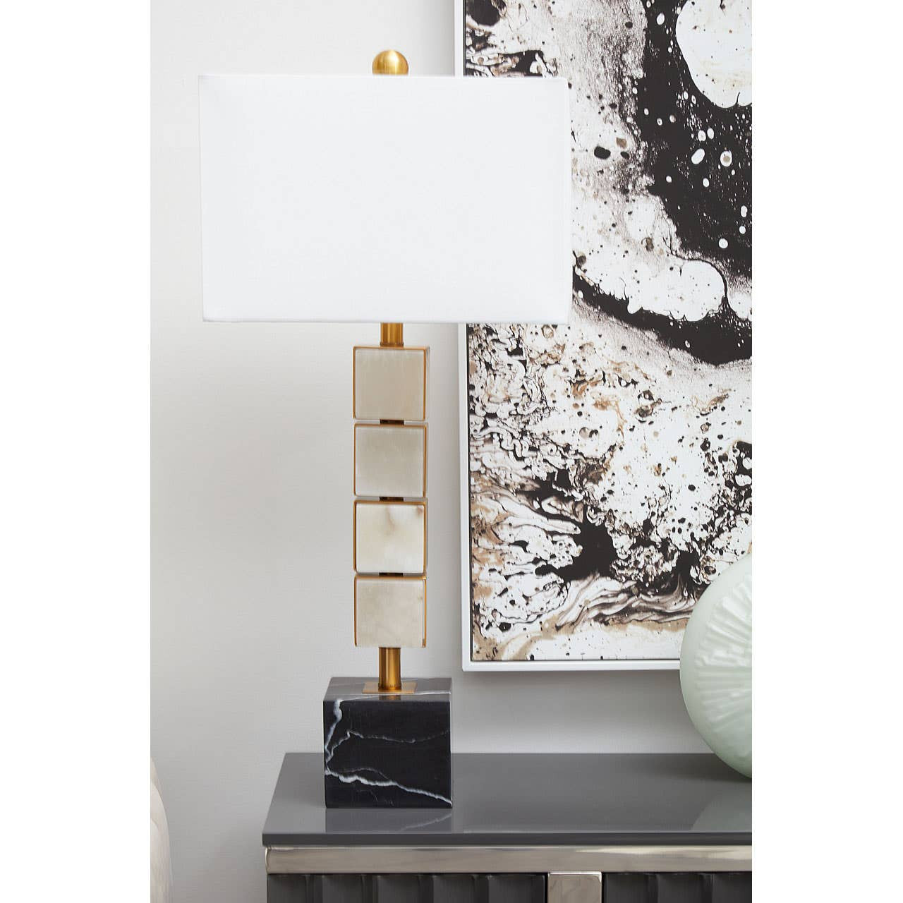 Caldera White Fabric Shade Table Lamp