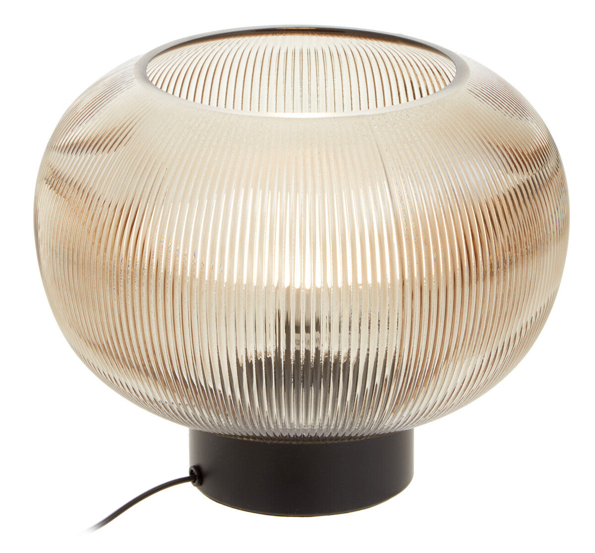 Delphine Large Ribbed Smoked Glass Table Lamp