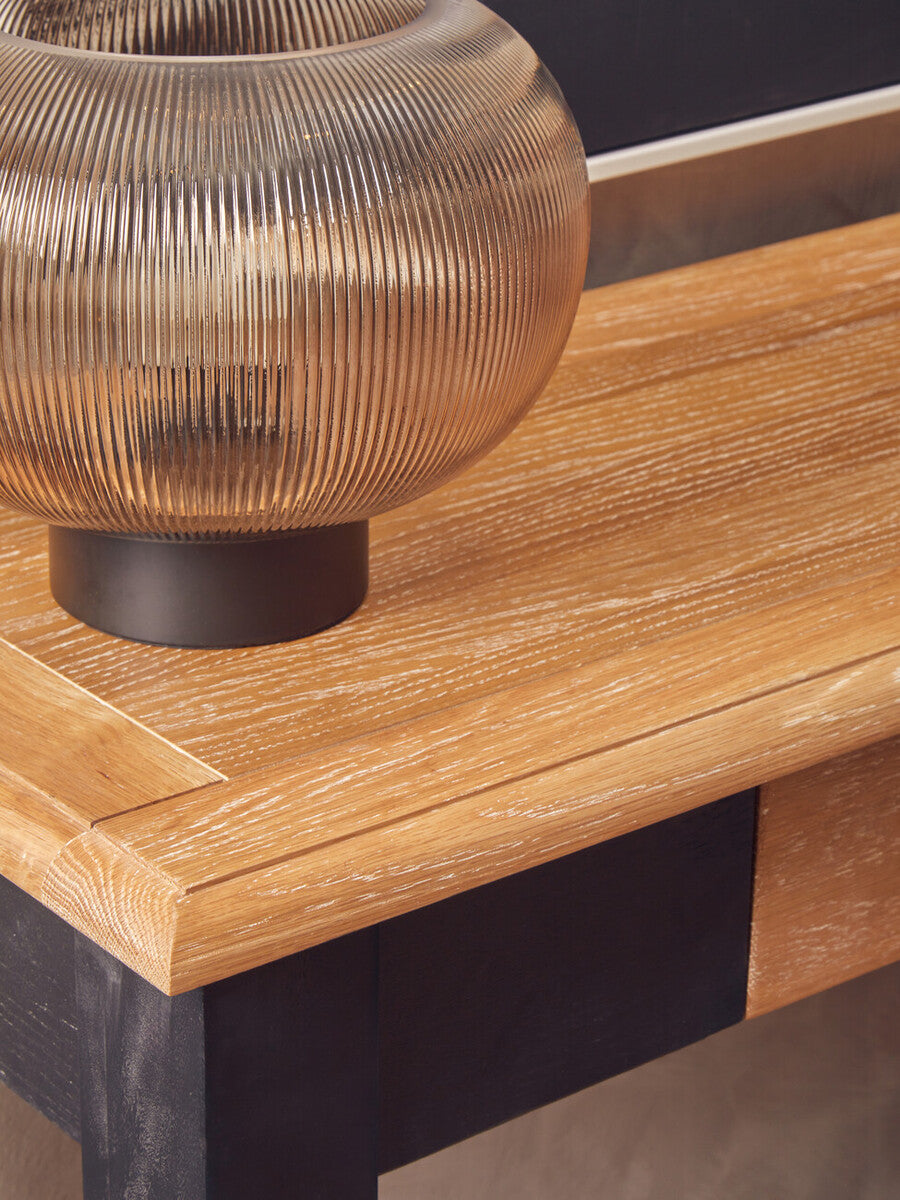 Delphine Large Ribbed Smoked Glass Table Lamp