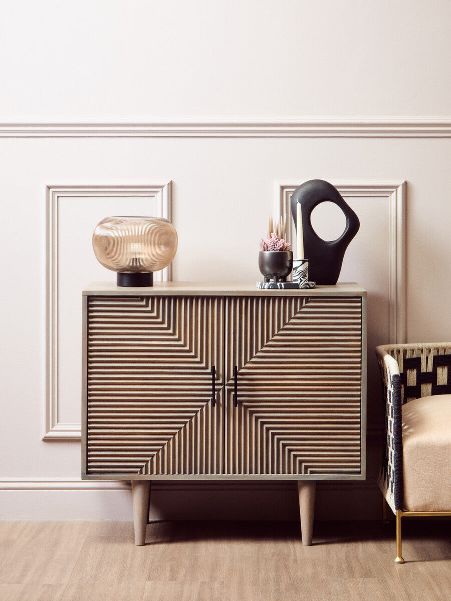 Delphine Large Ribbed Smoked Glass Table Lamp