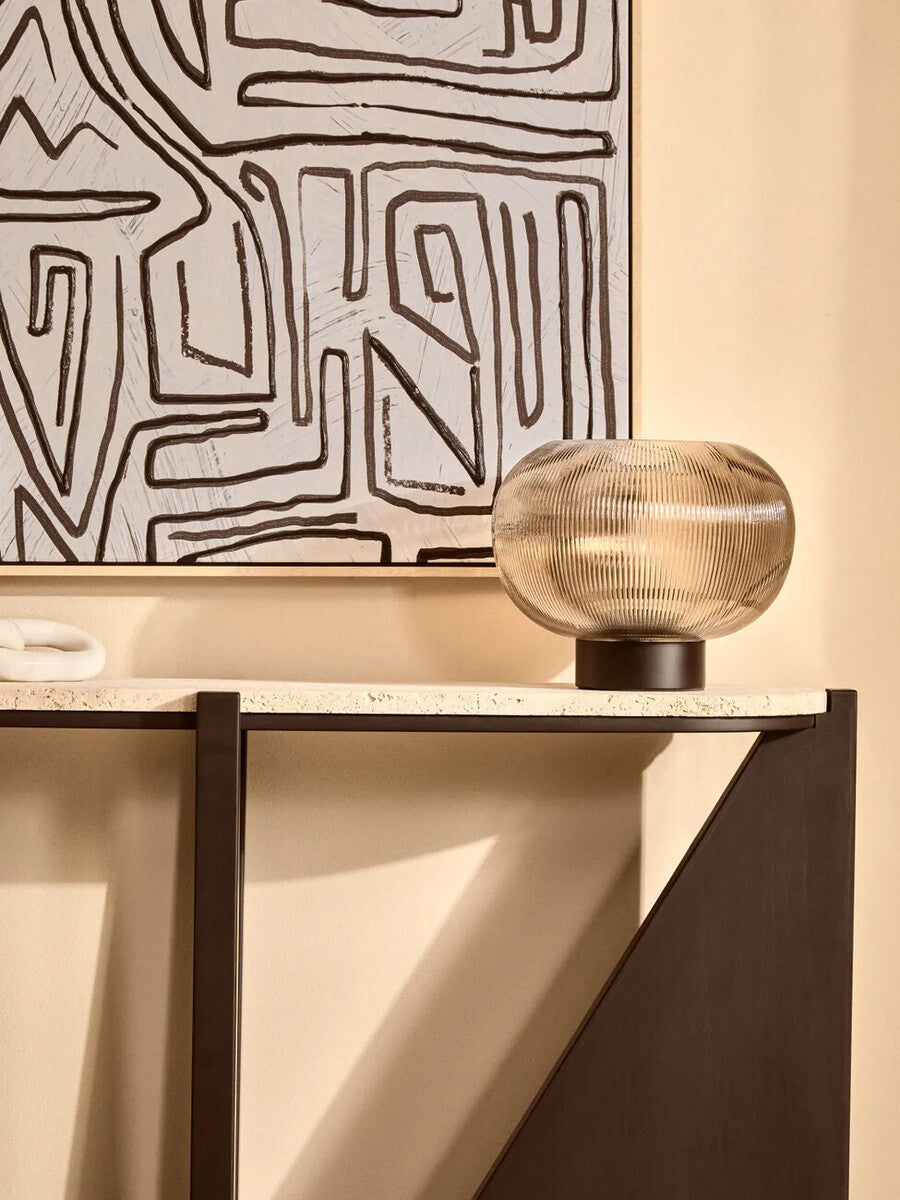 Delphine Large Ribbed Smoked Glass Table Lamp