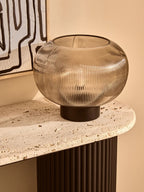 Delphine Large Ribbed Smoked Glass Table Lamp