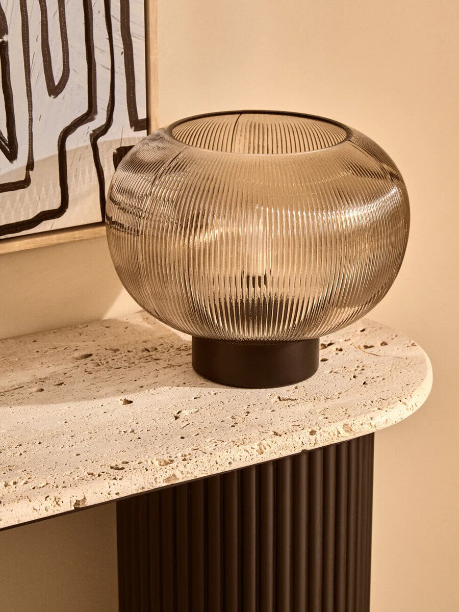 Delphine Large Ribbed Smoked Glass Table Lamp