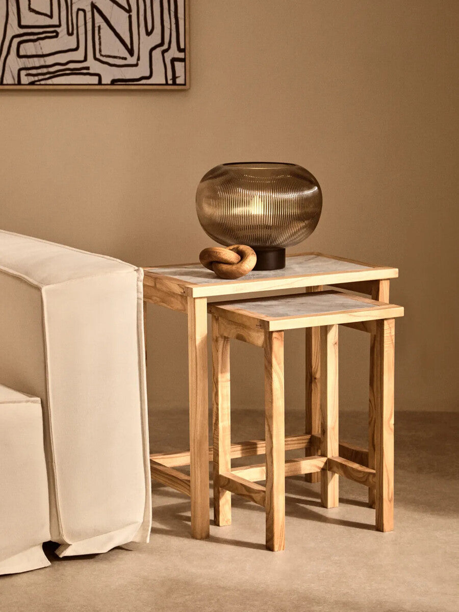 Delphine Large Ribbed Smoked Glass Table Lamp