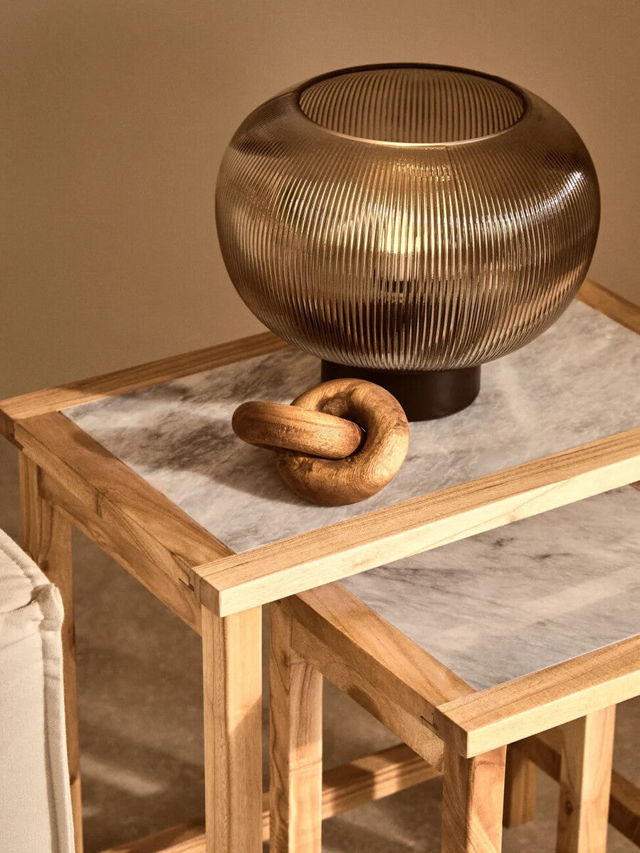 Delphine Large Ribbed Smoked Glass Table Lamp