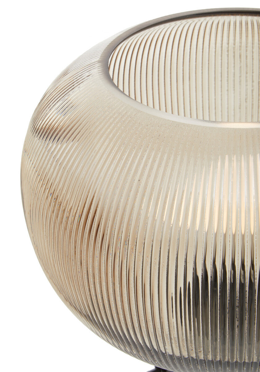 Delphine Large Ribbed Smoked Glass Table Lamp
