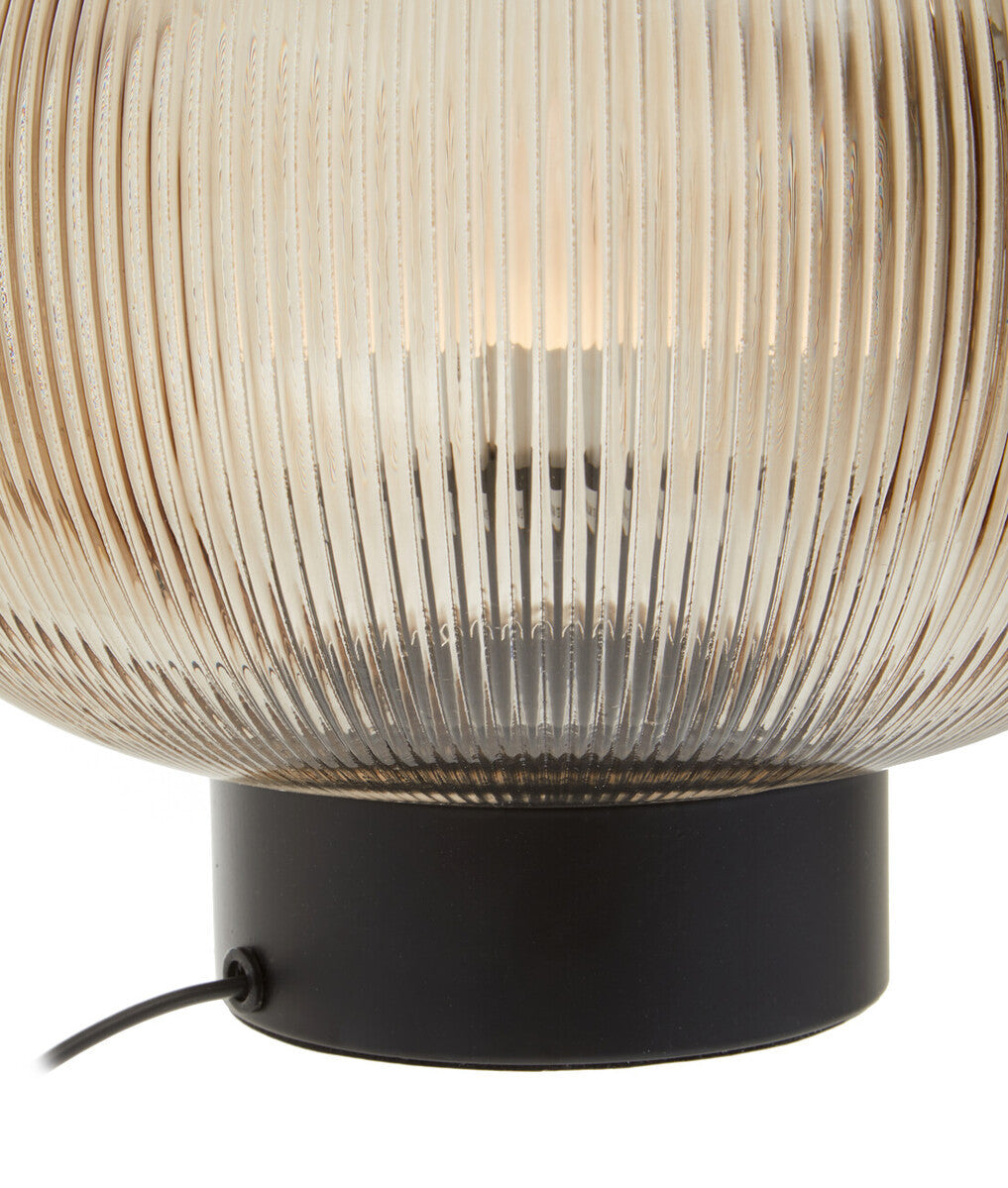 Delphine Large Ribbed Smoked Glass Table Lamp