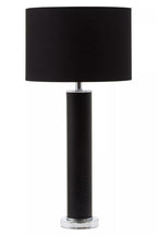 Noa Black Snake Leather Effect Table Lamp with Chrome Base