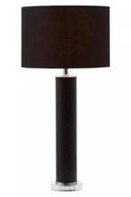 Noa Black Snake Leather Effect Table Lamp with Chrome Base