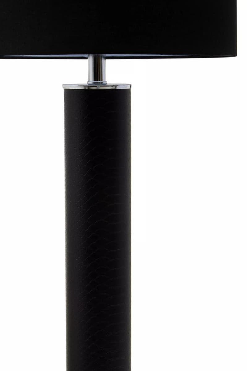 Noa Black Snake Leather Effect Table Lamp with Chrome Base