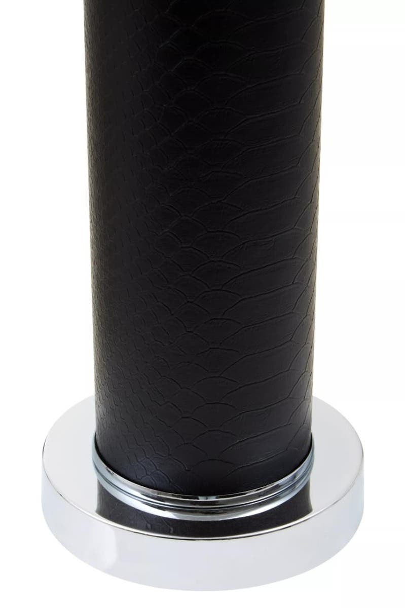 Noa Black Snake Leather Effect Table Lamp with Chrome Base