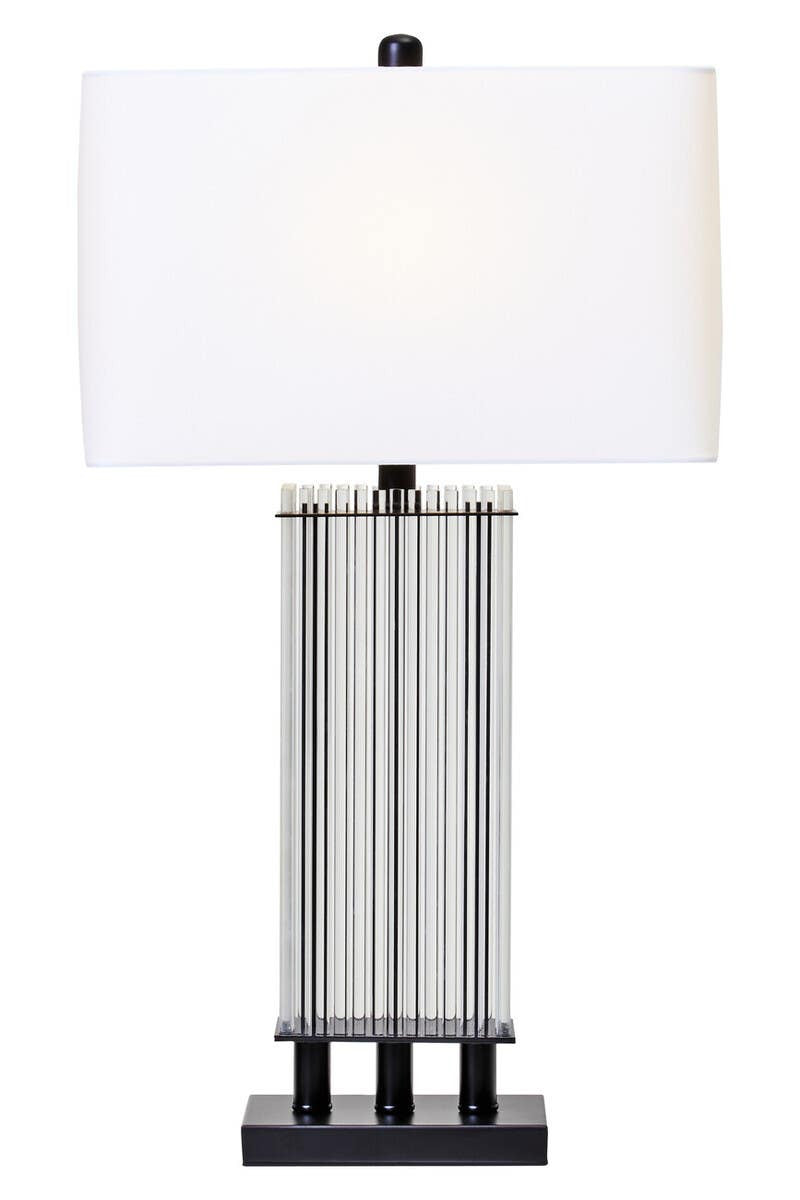 Selene Clear Glass Table Lamp With Matte Black Base