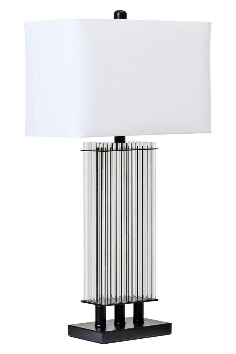 Selene Clear Glass Table Lamp With Matte Black Base
