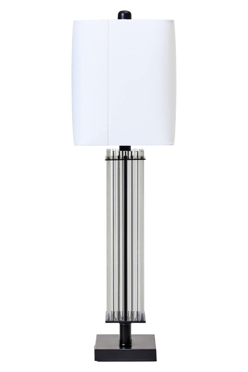 Selene Clear Glass Table Lamp With Matte Black Base