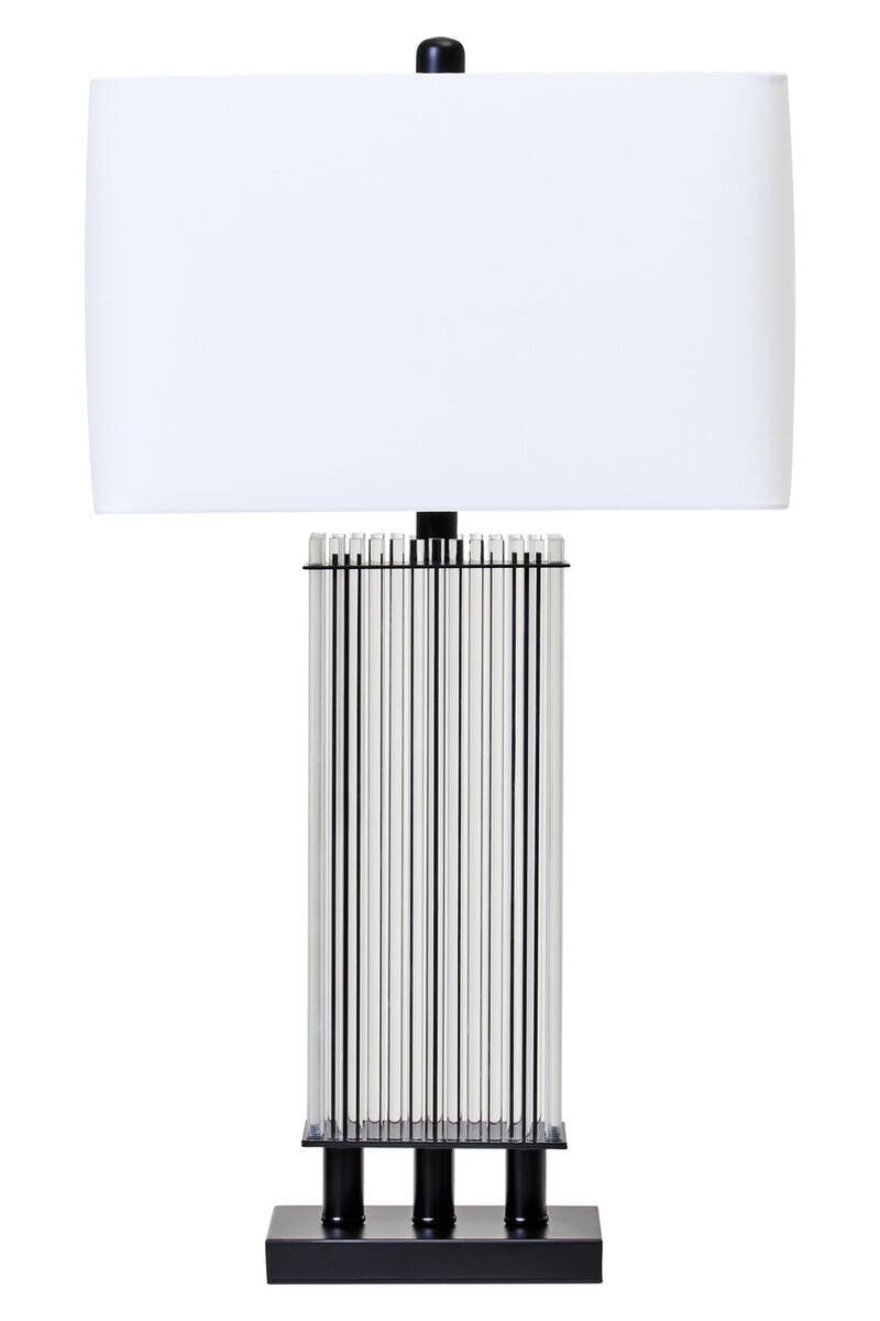 Selene Clear Glass Table Lamp With Matte Black Base