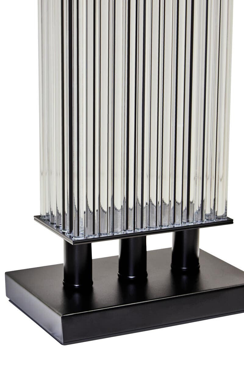 Selene Clear Glass Table Lamp With Matte Black Base