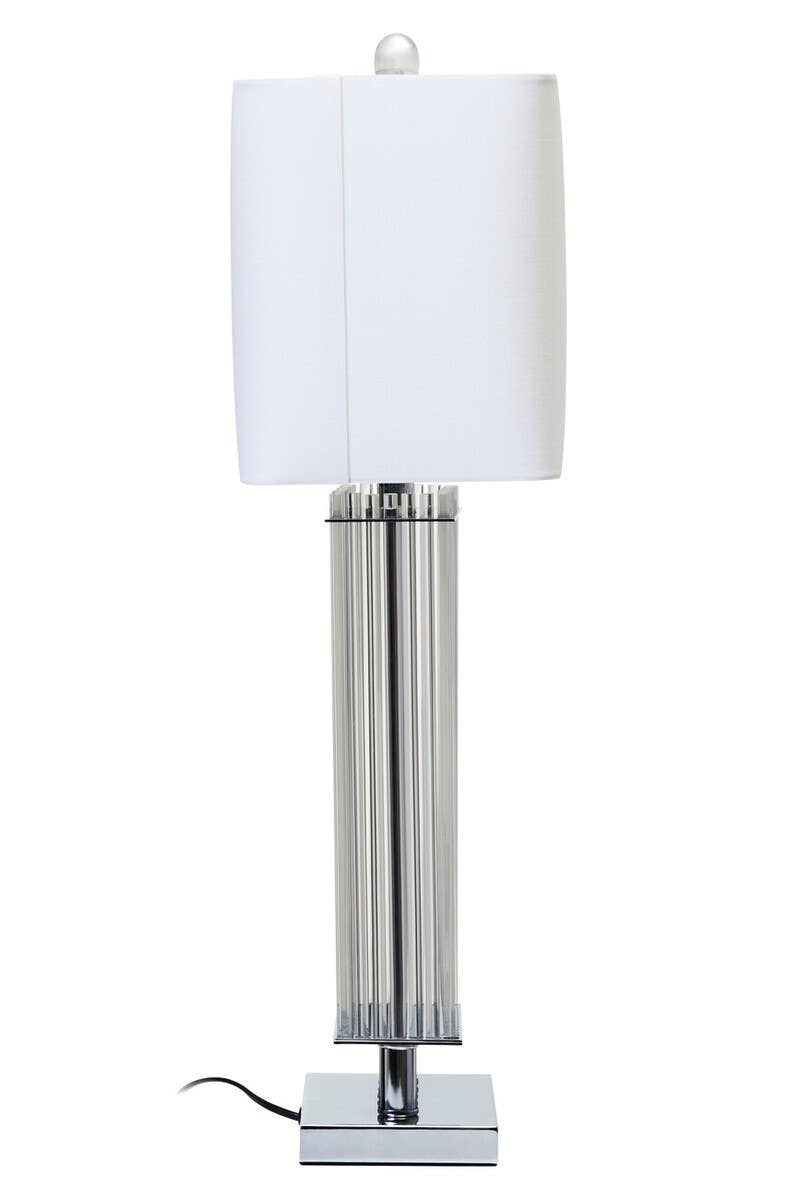Selene Clear Glass Table Lamp With Matte Silver Base