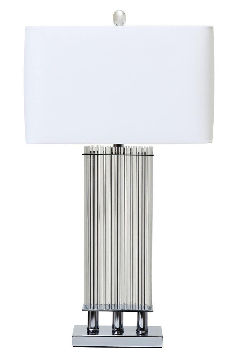 Selene Clear Glass Table Lamp With Matte Silver Base