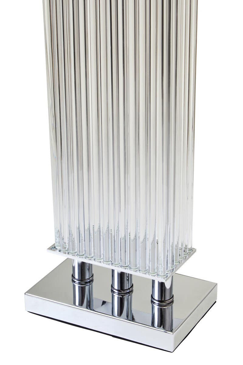 Selene Clear Glass Table Lamp With Matte Silver Base