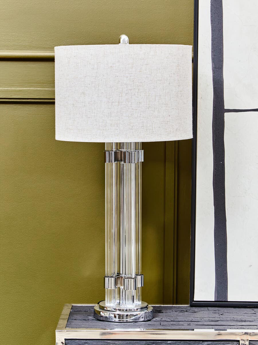 Soren Matte Silver and Ivory Table Lamp