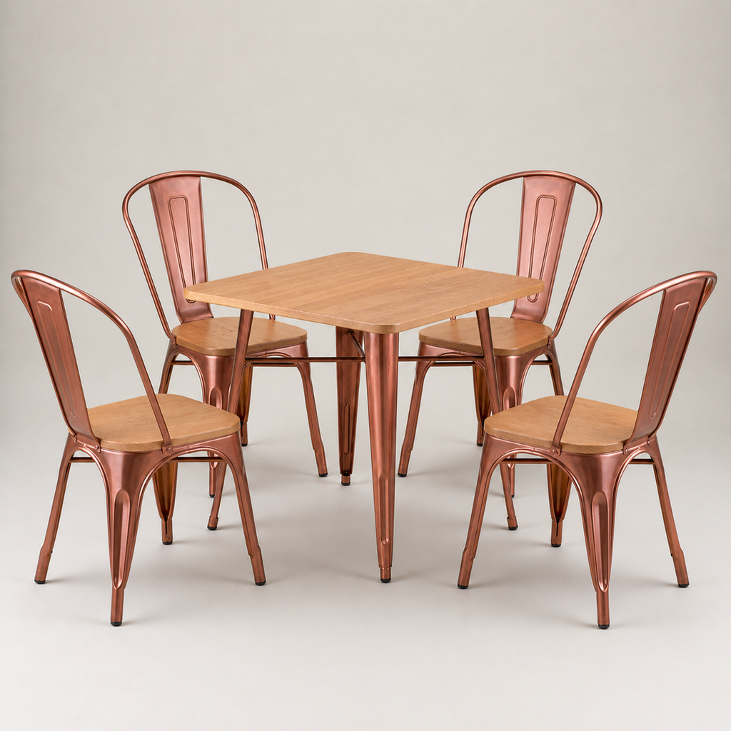 Paris Cafe Chair with wood seat- Vintage Copper