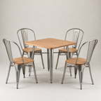 Paris cafe chair with wood seat – Gunmetal Grey