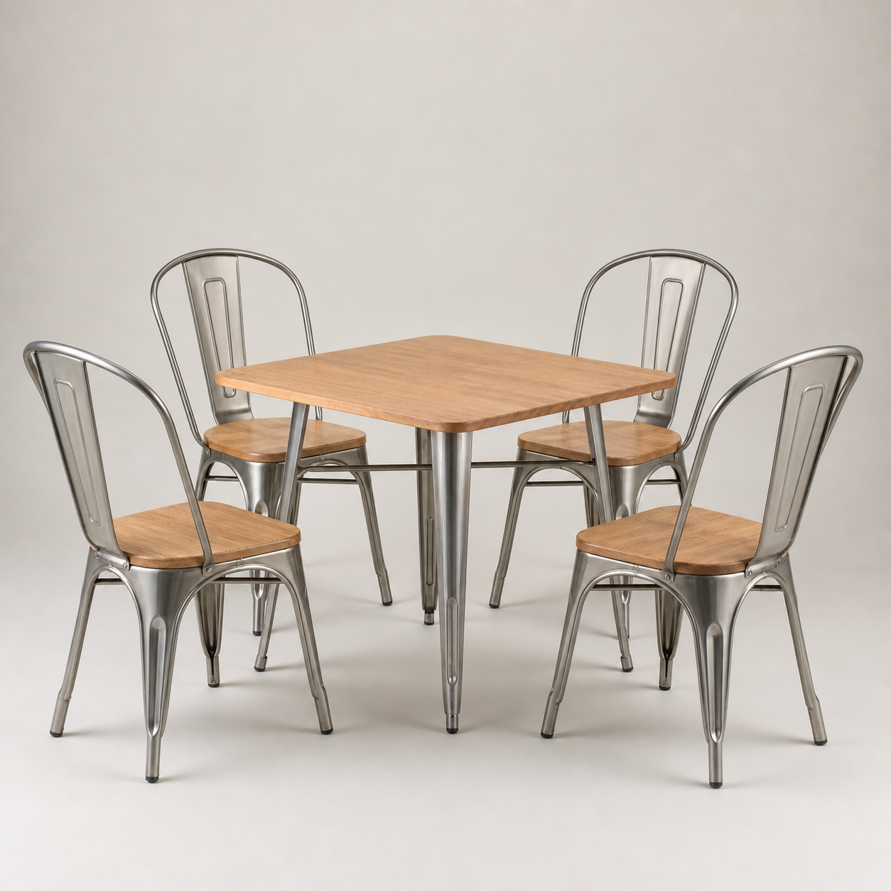 Paris cafe chair with wood seat – Gunmetal Grey