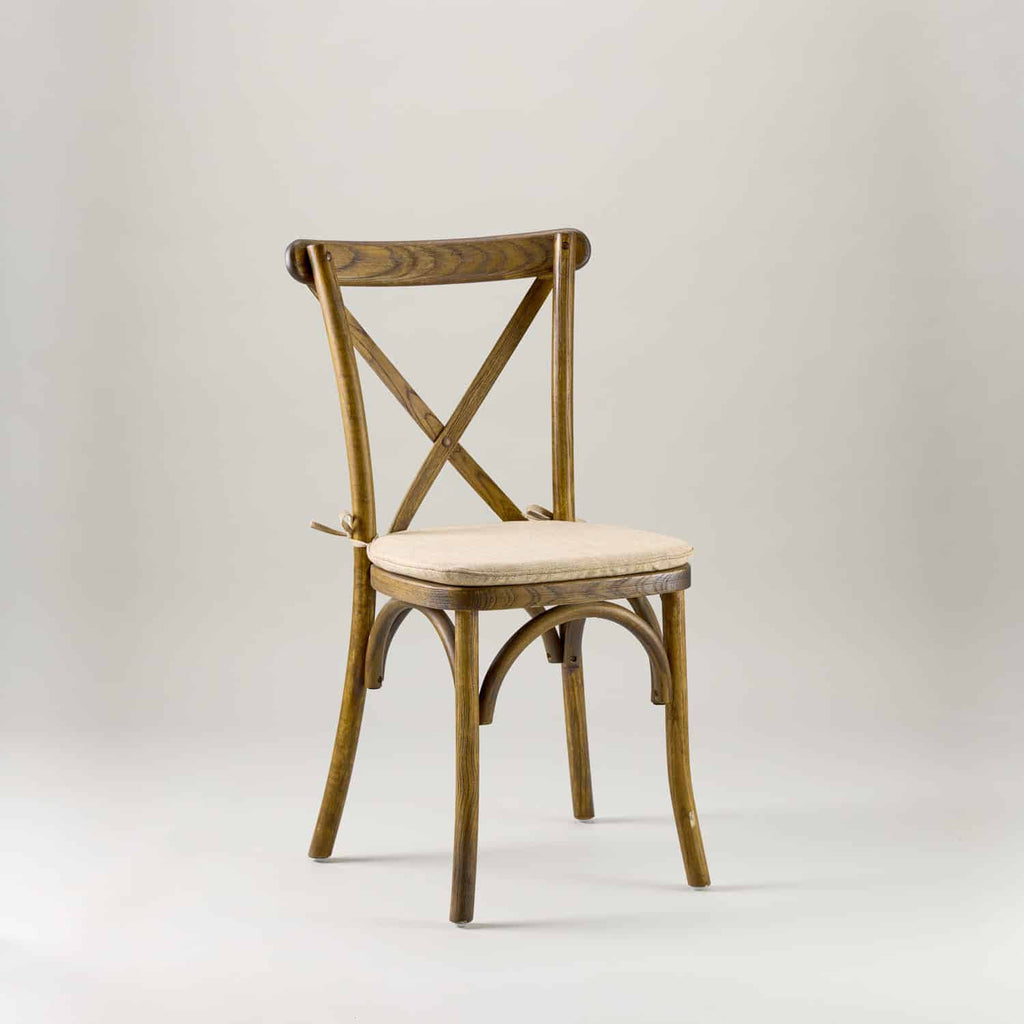 Antique black crossback chair – tie on seat pad