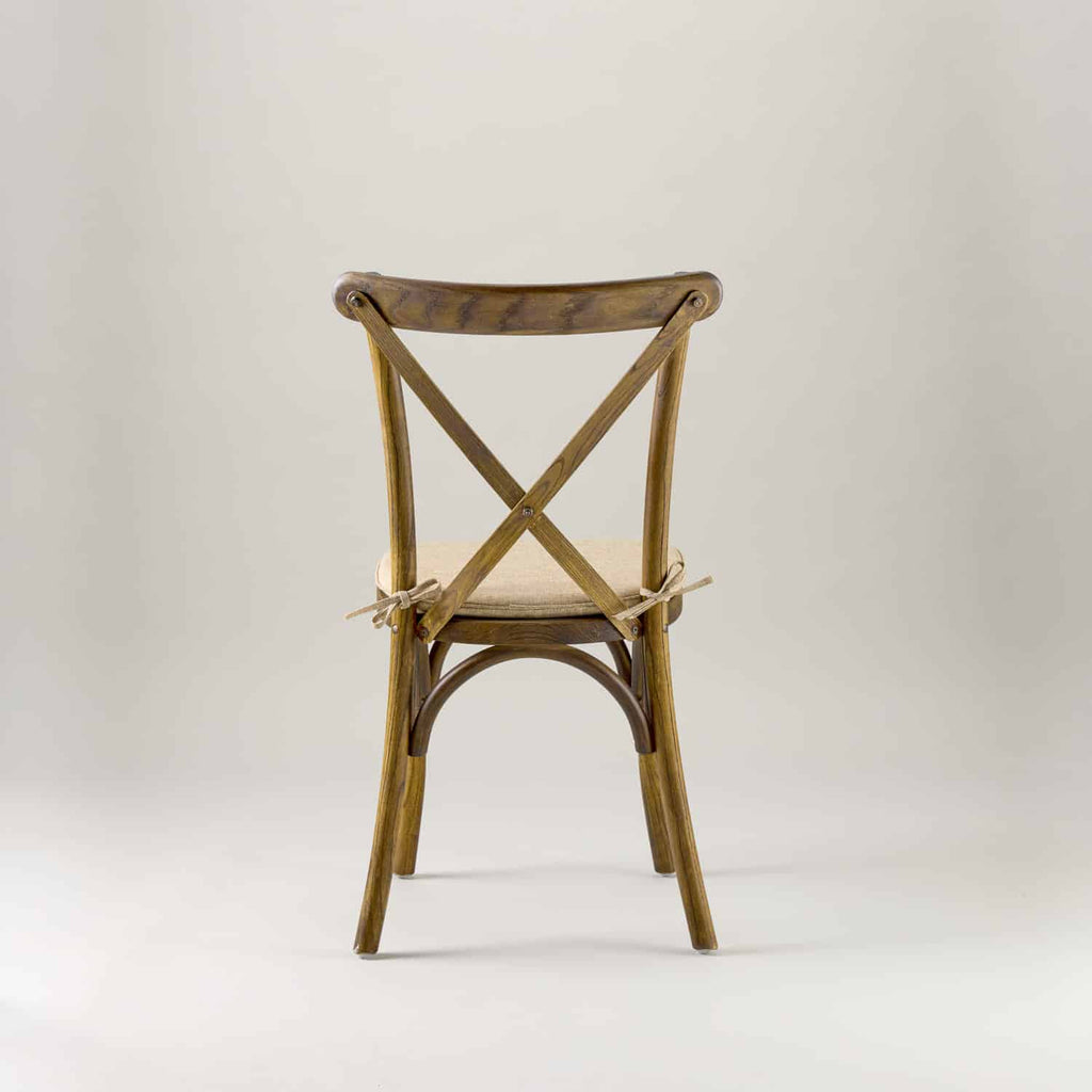 Antique black crossback chair – tie on seat pad