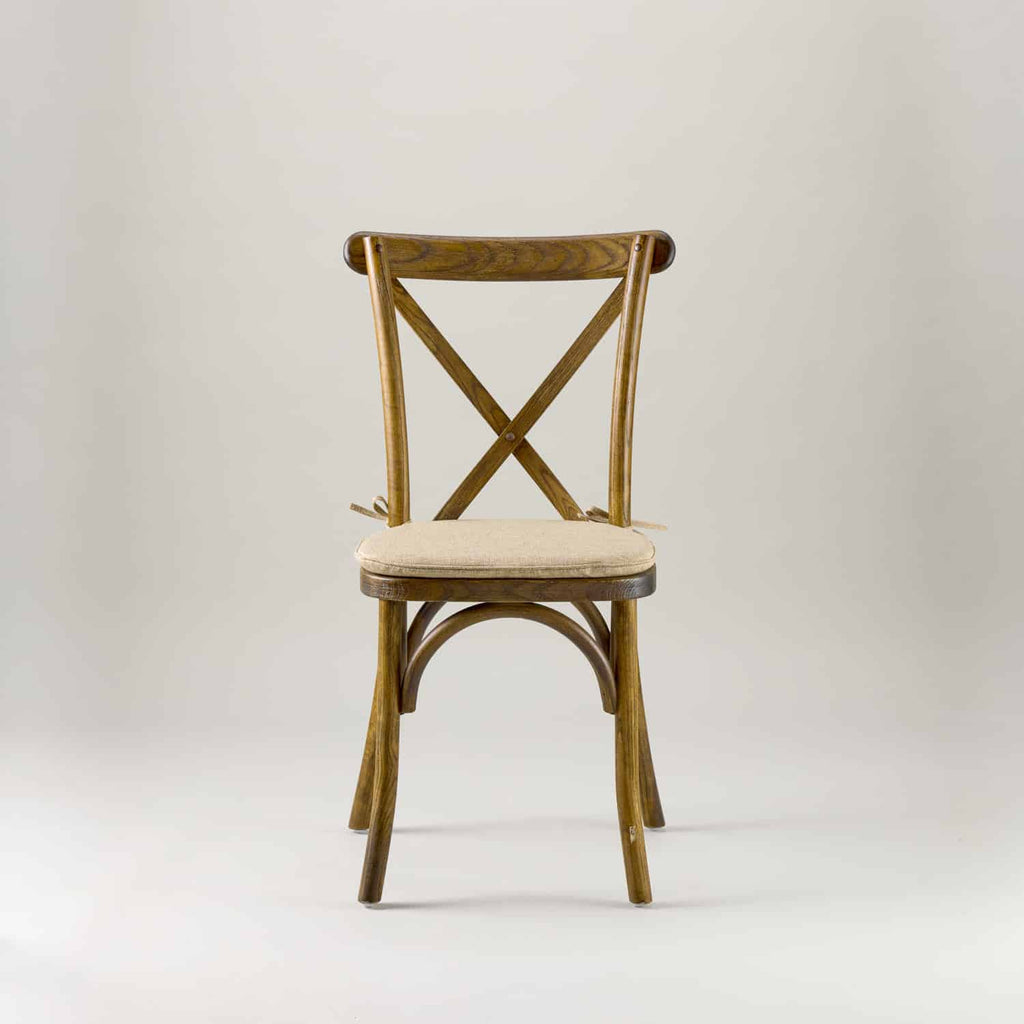 Antique black crossback chair – tie on seat pad