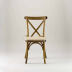 Antique black crossback chair – tie on seat pad