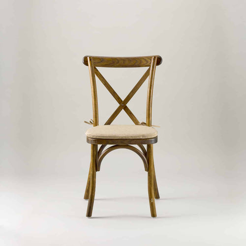 Antique black crossback chair – tie on seat pad