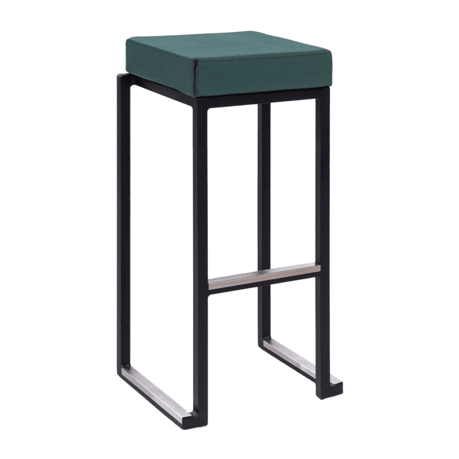 Black Frame Green Velvet Seat Pad