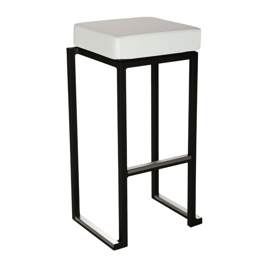 Black Frame White Faux Leather Seat Pad
