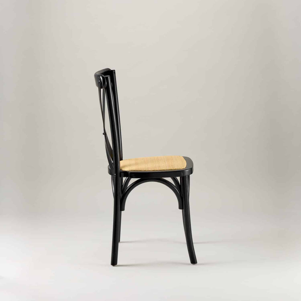 Black crossback chair – rattan seat pad