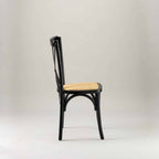 Black crossback chair – rattan seat pad