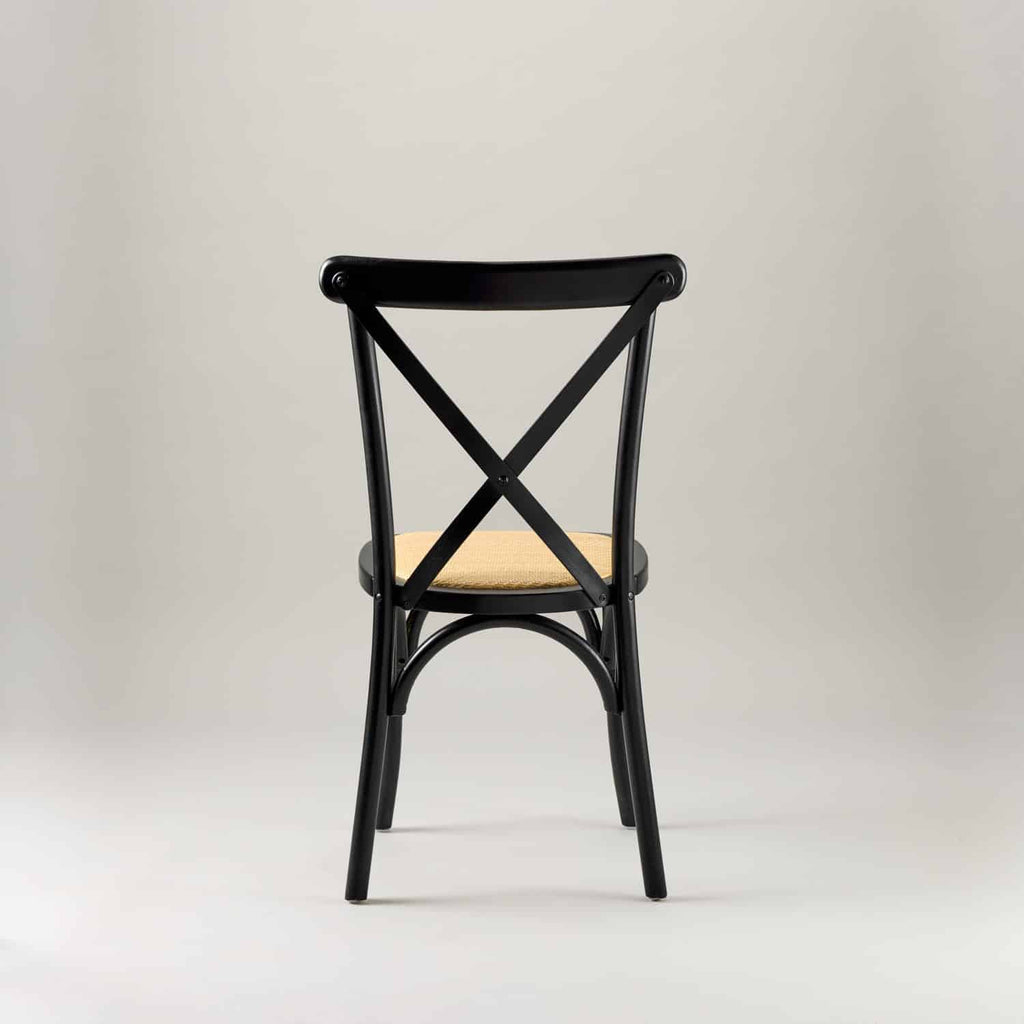 Black crossback chair – rattan seat pad