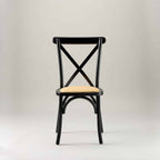Black crossback chair – rattan seat pad