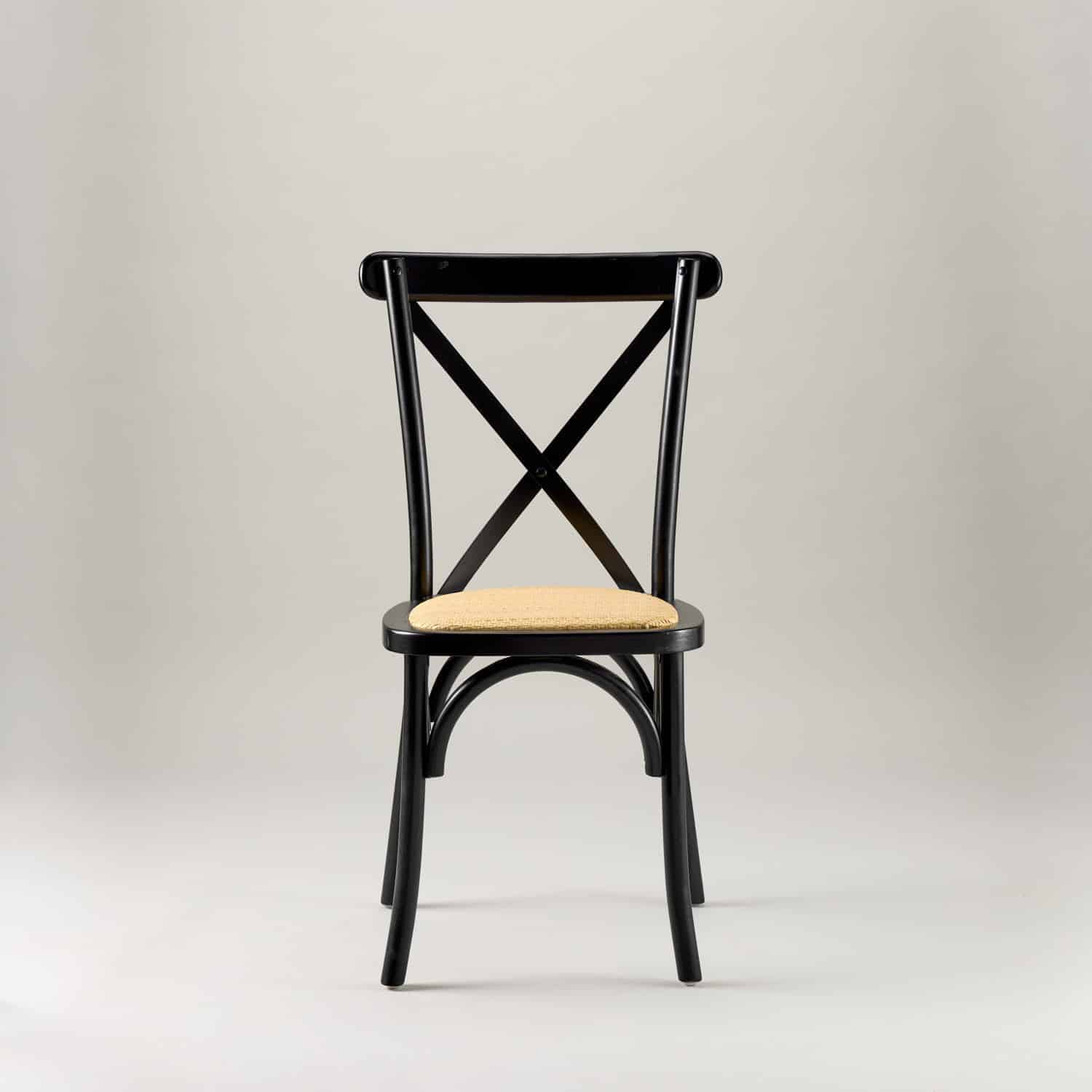 Black crossback chair – rattan seat pad