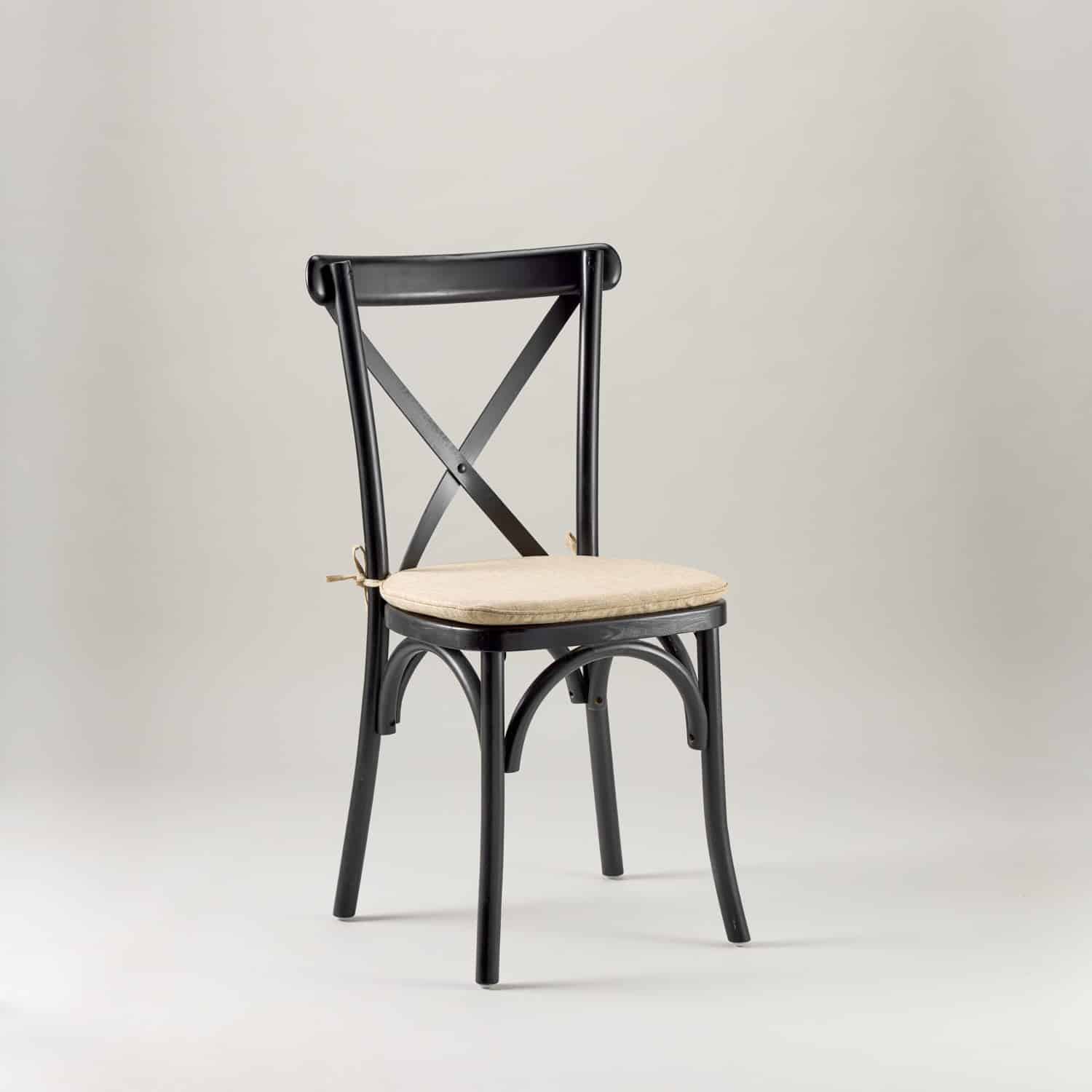 Black crossback chair – tie on seat pad