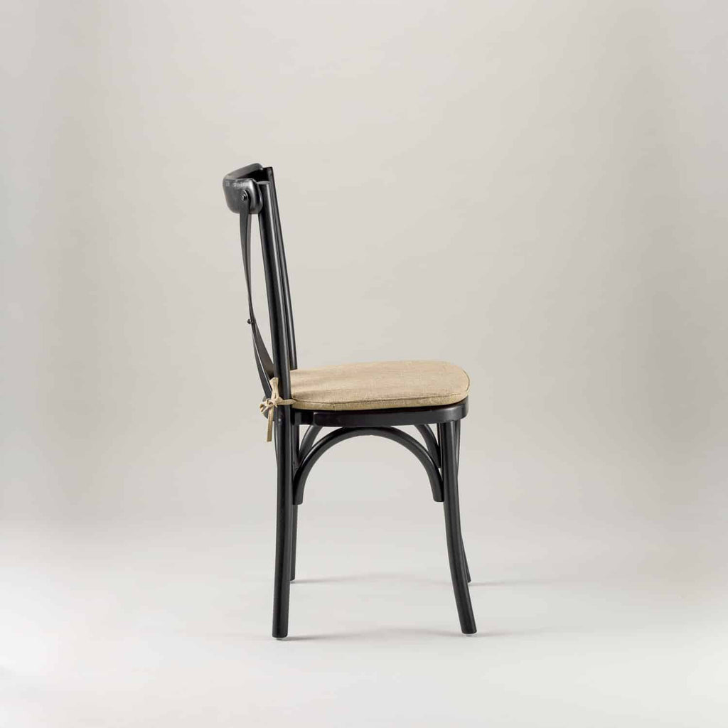 Black crossback chair – tie on seat pad