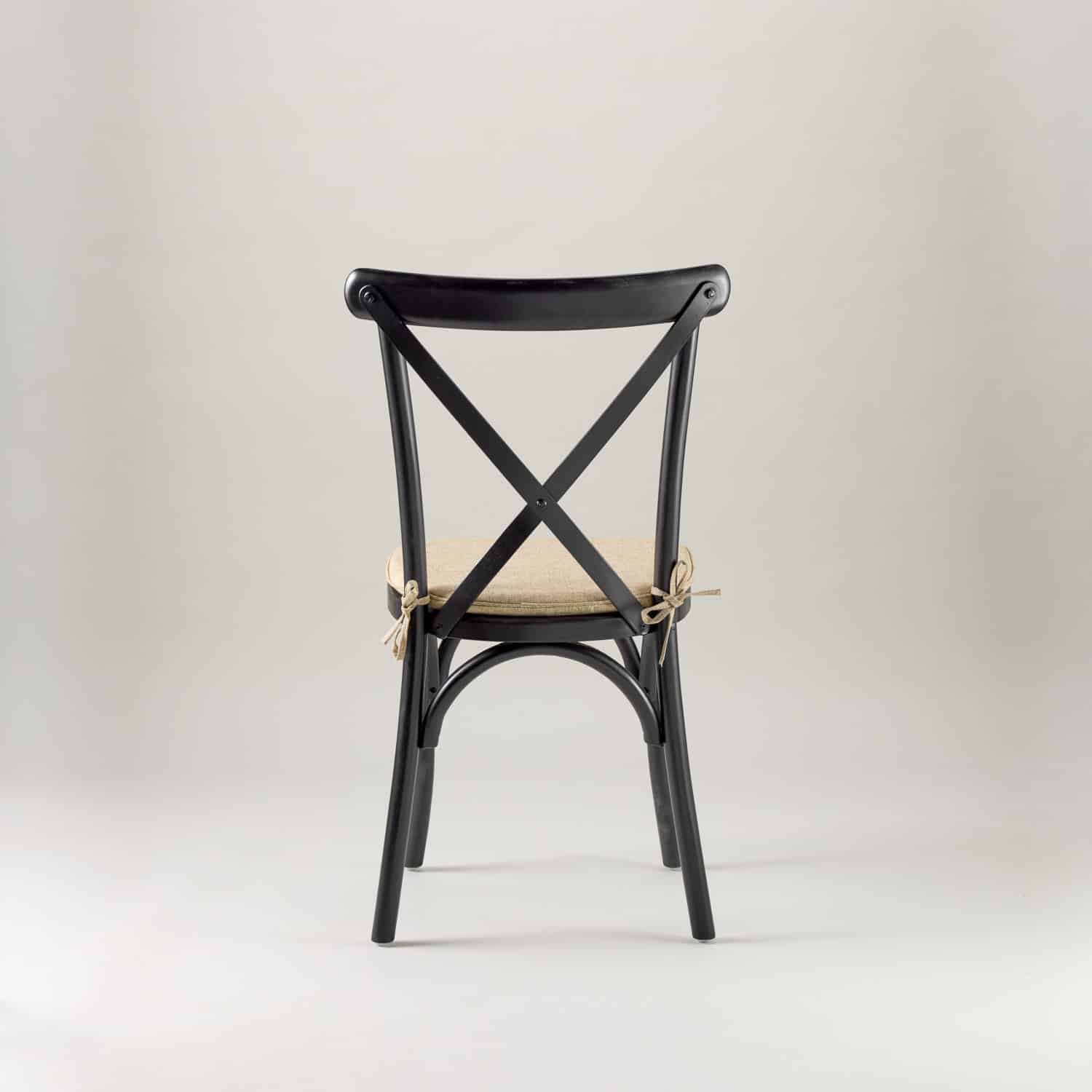 Black crossback chair – tie on seat pad